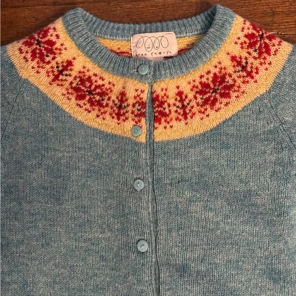 Vintage like new Free People fair isle cardigan sweater - Picture 3 of 6